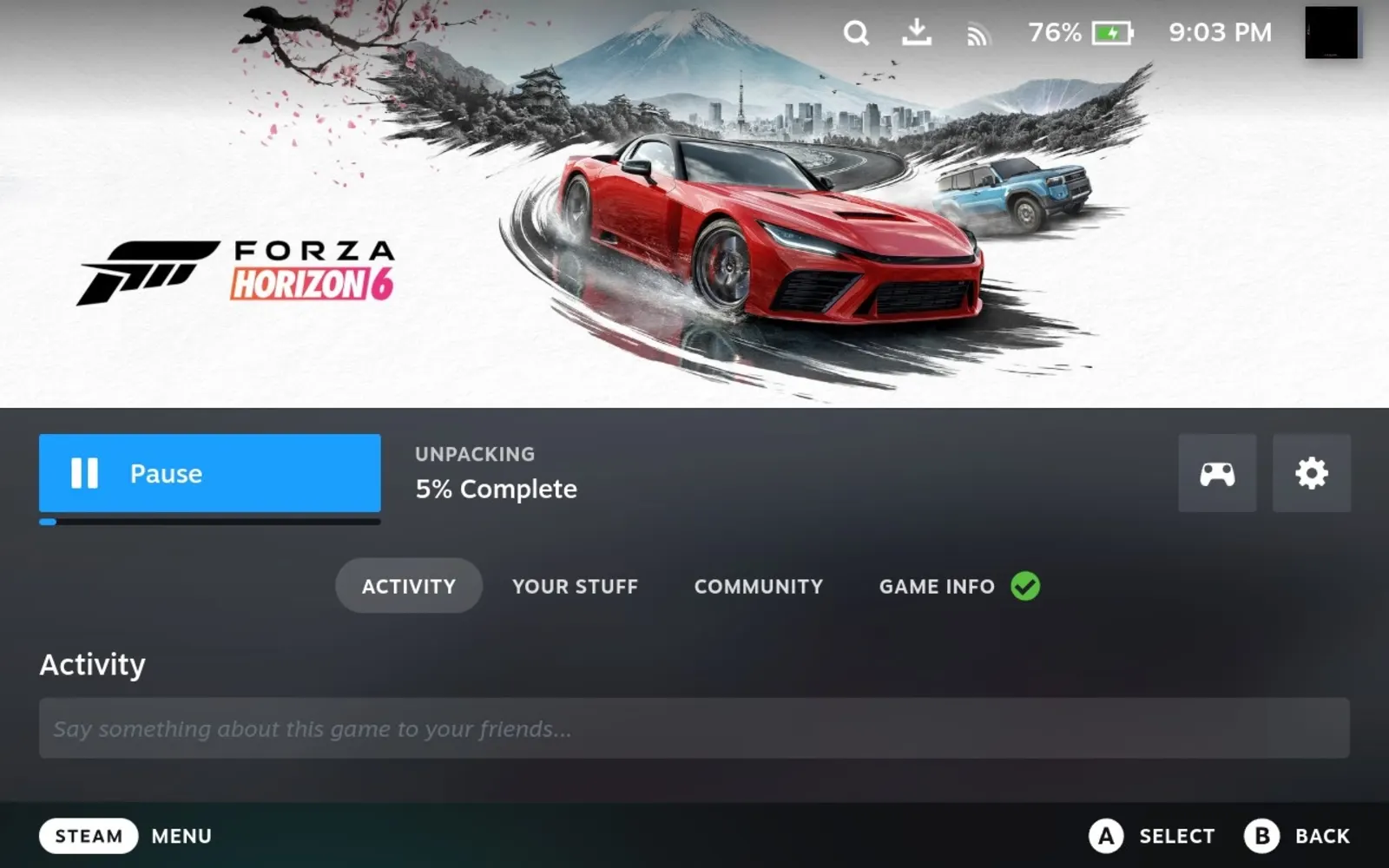 Steam unpacking/decrypting screen at 9:01 PM Pacific